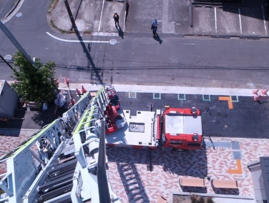 はしご車の上から見た活動空地