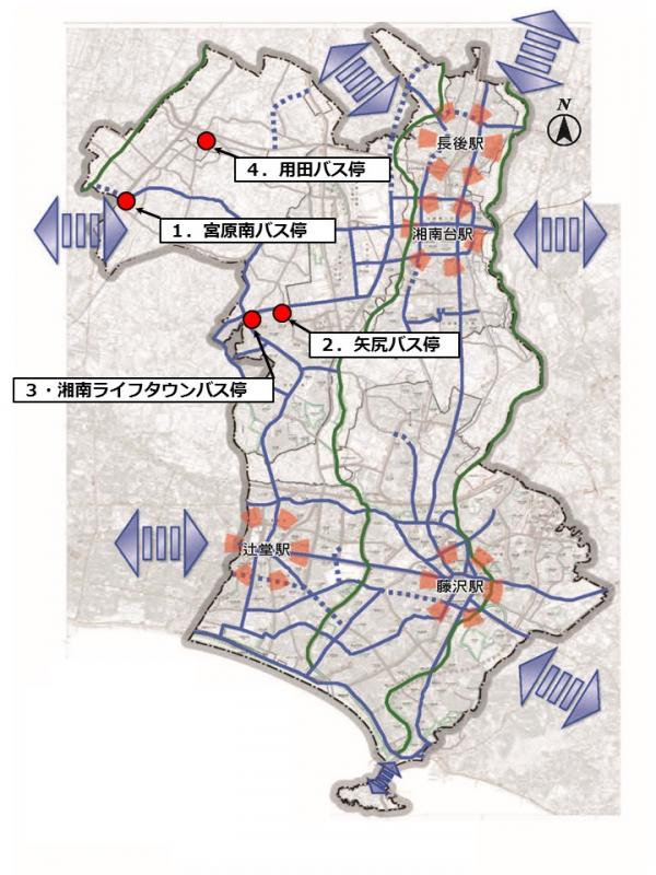 サイクルアンドバスライド施設位置図